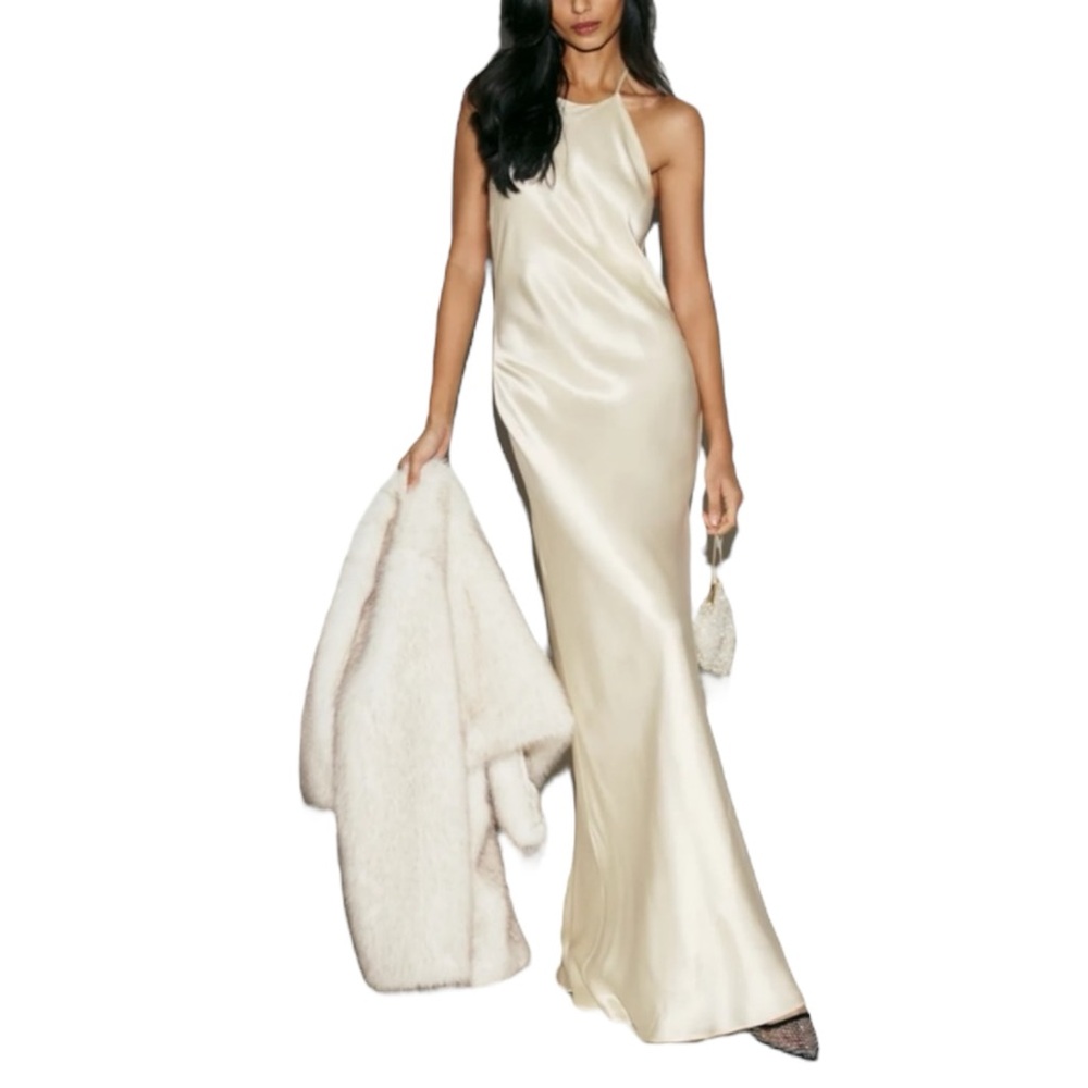 NWT REFORMATION Jeany‎ Silk Maxi Dress in Fior Di Latte. Size Medium - Picture 3 of 13